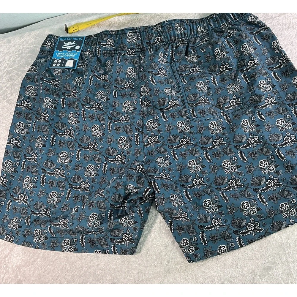 NWT Beach Bros Swim Trunks XL Mens Print Elastic Tie Waist Board Shorts